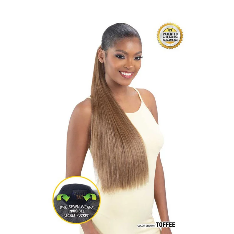 trendy medium-length wigs for a chic appearance -SHAKE N GO Secret Pocket Pony Pro Sleek Straight 26"