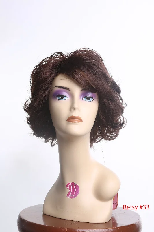 medium-length straight wigs for chic, low-maintenance styles -Wig Curly Short Tousled Vibrant Red Betsy#33