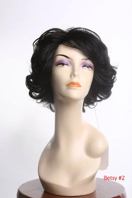 stylish lace front wigs for natural-looking hairlines -Wig Curly Short Tousled Brunette Betsy#2