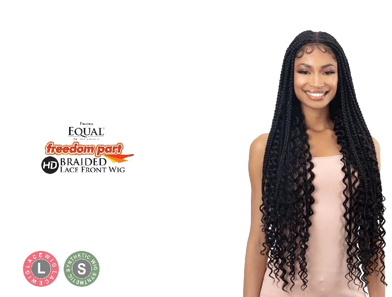 elegant medium-length wigs for a balanced, chic look -SHAKE N GO FREETRESS EQUAL BRAIDED LACE FRONT WIG KNOTLESS BOHO BOX