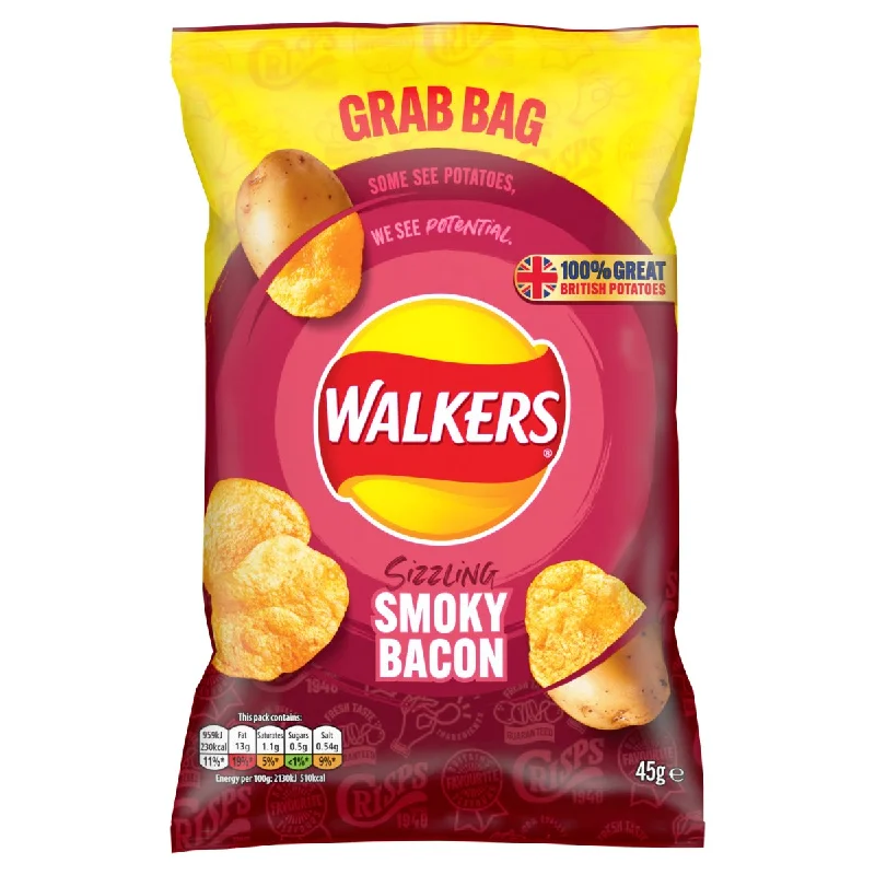 Walkers Grab Bag Smokey Bacon 45G