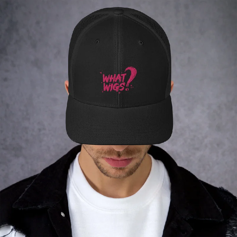 wigs for men with hair thinning to create volume -WhatWigs logo Trucker Cap