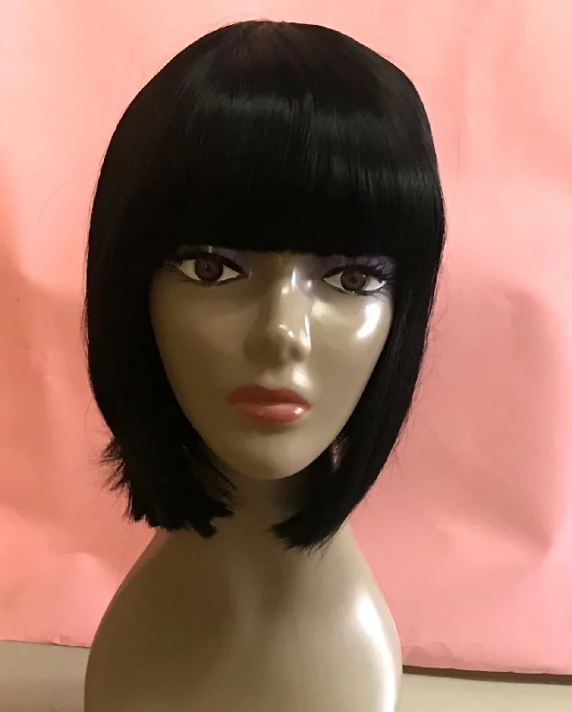 voluminous wigs for a thicker, fuller appearance -Wig Short Bob with Bang Off Black #1B