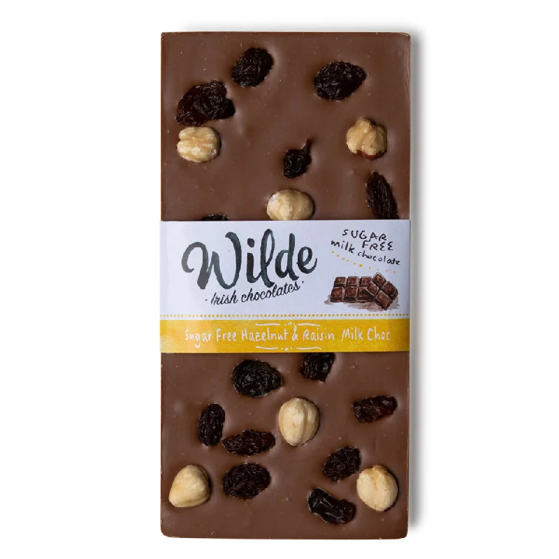 Wilde Irish Chocolates 0% Added Sugar Hazelnut & Raisin Milk Chocolate Bar